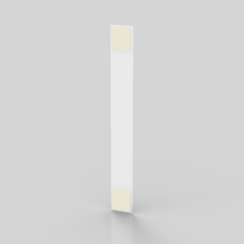 WOOBLER 15X150 MM (lXL), 275 MICRONS APET THICKNESS WITH REMOVABLE DOUBLE ADHESIVE 15X18 MM AT THE BOTH ENDS