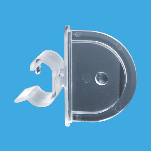 "STOPPER" CLIP MADE OF CLEAR PLASTIC, FOR PUNCHED PRINTS WITH MOUNTING ON DOUBLE WIRE