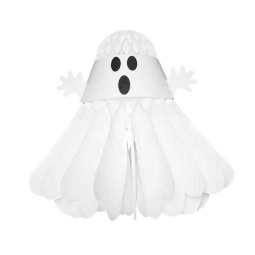 ORNAMENT HALLOWEEN REALIZAT DIN HARTIE ALBA, IN FORMA DE FANTOMA, INALTIME 360 MM