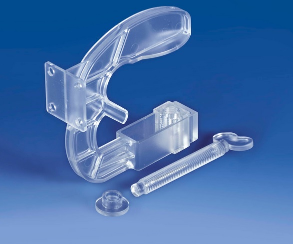 PLASTIC CLAMP HOLDER, 98X98 MM, 4 FRONTAL HOLES, FOR MAX 40 MM SHELF THICKNESS 