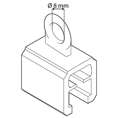 CLIP MIT HÄNGEÖSE, INNENDURCHMEESER DER ÖSE: 8 MM, FÜR RAHMEN SERIE 1