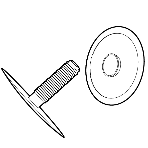 NIT DIN PLASTIC CU CAP EXTERIOR PLAT D 28 MM, PENTRU FIXARE MATERIALE CU GROSIMI DE MAX 15 MM