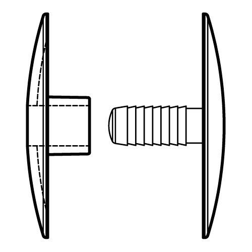 NIT DIN PLASTIC CU CAPSA EXTERIOARA D 40 MM, PENTRU FIXARE MATERIALE CU GROSIMI DE 6-15 MM