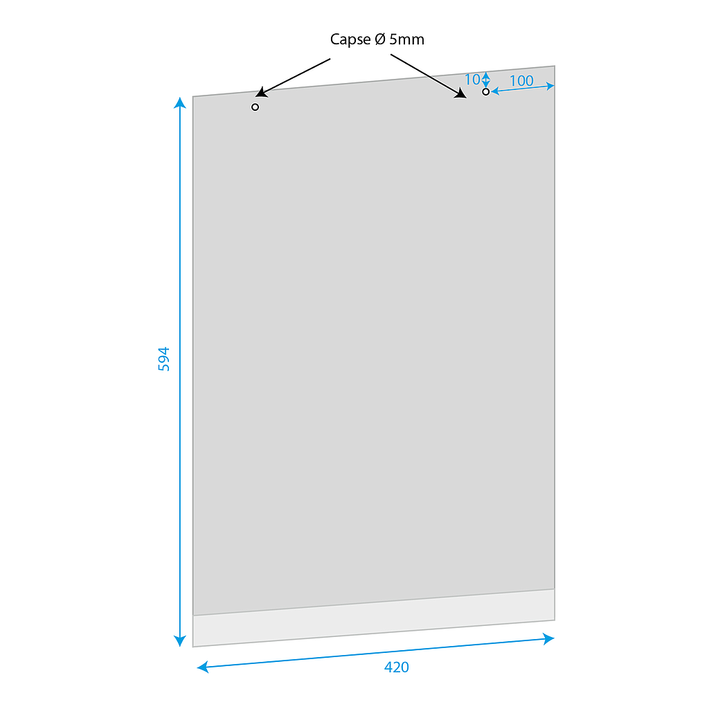 POCKET FOR HANGING A2P, WITH 2 METALLIC STAPLE, PVC ATI-GLARE 0,4 MM