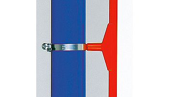Pipe-clip to fix "T" piece, adjustable diameters