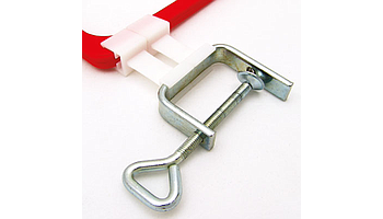 Flexible clip with g-clamp, for frames series 1 or 2