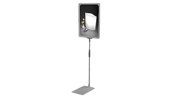 Showcard stand k-eco with plastic base 124x210 mm, aluminium tube, "T" piece and frame