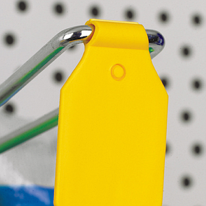 PLASTIC HOLDER FOR ADHESIVE LABELS 25X25 MM, 4,8 MM DIAMETER