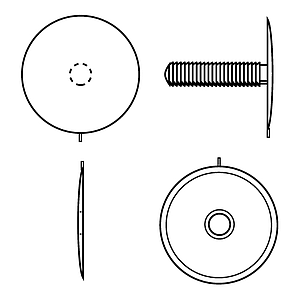 NIT DIN PLASTIC CU CAP EXTERIOR PLAT D 28 MM, PENTRU FIXARE MATERIALE CU GROSIMI DE MAX 22 MM