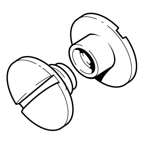 PLASTIC SCREW AND NUT SET NICKEL PLATED BRASS FOR FASTENING 2 MM MATERIALS THICKNESS