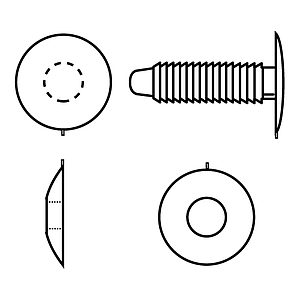 PLASTIC RIVET WITH FLAT BUTTON D 15 MM FOR FASTENING 22 MM MATERIALS THICKNESS