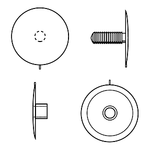 PLASTIC RIVET WITH CURVED BUTTON FOR FASTENING BETWEEN 6-15 MM MATERIALS THICKNESS