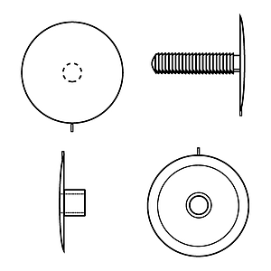 PLASTIC RIVET WITH CURVED BUTTON FOR FASTENING BETWEEN 6-22 MM MATERIALS THICKNESS