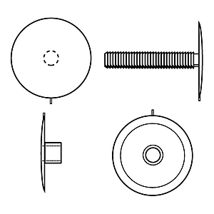 PLASTIC RIVET WITH CURVED BUTTON FOR FASTENING BETWEEN 6-32 MM MATERIALS THICKNESS