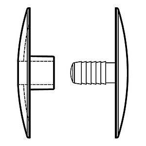 PLASTIC RIVET WITH EXTERIOR STAPLE D 40 MM, FOR FASTENING BETWEEN 6-11 MM MATERIALS THICKNESS