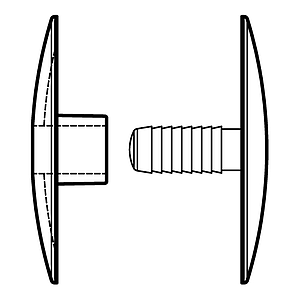 PLASTIC RIVET WITH EXTERIOR STAPLE D 40 MM, FOR FASTENING BETWEEN 6-15 MM MATERIALS THICKNESS