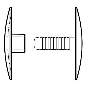 PLASTIC RIVET WITH EXTERIOR STAPLE D 40 MM, FOR FASTENING BETWEEN 6-21 MM MATERIALS THICKNESS