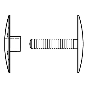 PLASTIC RIVET WITH EXTERIOR STAPLE D 40 MM, FOR FASTENING BETWEEN 6-32 MM MATERIALS THICKNESS