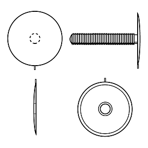 PLASTIC RIVET WITH EXTERIOR FLAT HEAD D 28 MM, FOR FASTENING 32 MM MAXIMUM MATERIALS THICKNESS