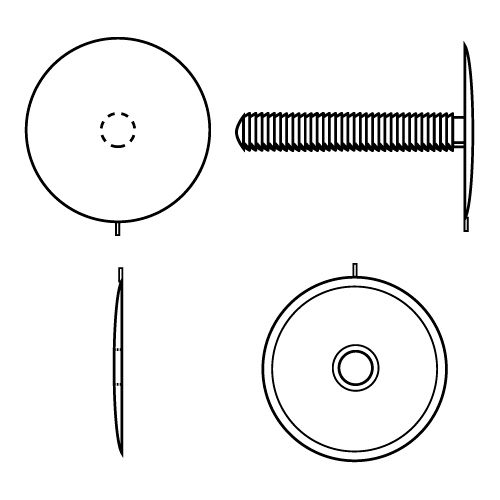 NIT DIN PLASTIC CU CAP EXTERIOR PLAT D 28 MM, PENTRU FIXARE MATERIALE CU GROSIMI DE MAX 32 MM