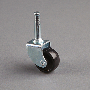 CASTOR BASE COMPOSED OF METAL ROD ZINC PLATED AND PLASTIC BLACK WHEEL