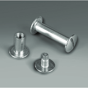 SCREW AND NUT NICKEL SET, D 10 MM OUTER HEAD FOR 10 MM MATERIALS THICKNESS