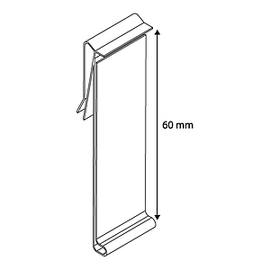 DBR ÁRSÍN FÉMPOLC ELŐLAPRA, 60X1000 MM, NYITÁST KÖNNYÍTŐ FÜL NÉLKÜL