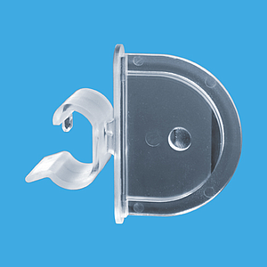 "STOPPER" CLIP MADE OF CLEAR PLASTIC, FOR PUNCHED PRINTS WITH MOUNTING ON DOUBLE WIRE