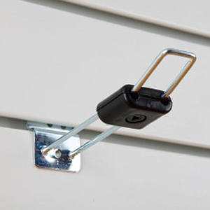 HORIZONTAL PLASTIC LOCK WITH KEY FOR DOUBLE HOOKS