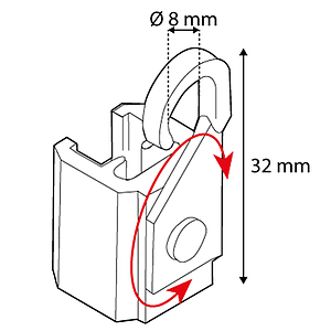 HANGING HOOK SHORT, SWIVEL TYPE, 32 MM HOOK