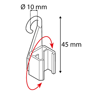 HANGING HOOK BIG, SWIVEL TYPE, 45 MM HOOK