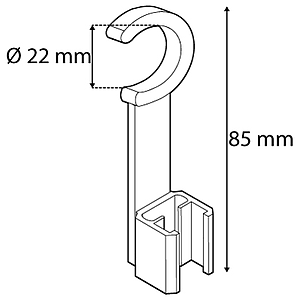 TUBE CLIP, SWIVEL TYPE, D 22 MM, L 85 MM, FOR FRAMES SERIES 1