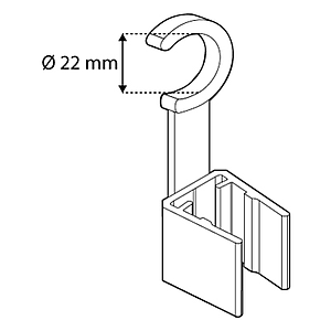 HÄNGECLIP MIT SCHWENKBAREM ARM (2ER SET), ZUR ABHÄNGUNG AN STÄBEN MIT 12 MM DURCHMESSER