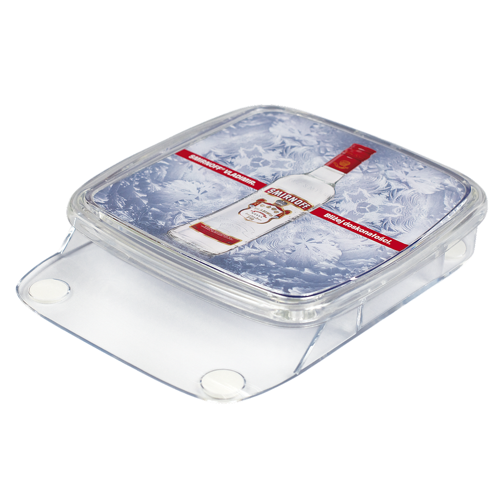 PLASTIC CASH TRAY, WITH AN INFERIOR POCKET SIZE 195X140X20 MM, FLEYER SIZE 149X149 MM, AND TOTAL CASH TRAY SIZE 206X175X40 MM