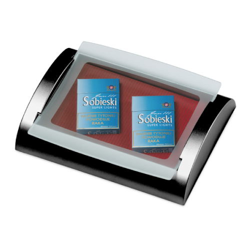 RESTIERA PLASTIC CU SUPRAFATA STICLA 240X180X50 MM, COMPARTIMENT 188X127X25 MM, PRINT 127X188 MM