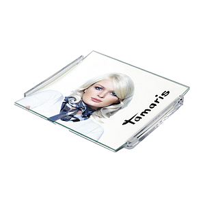 PLASTIC RECTANGULAR CASH TRAY, 150X160X15 MM WITH 2 MM GLASS SURFACE, FOR 140X150 MM PRINT