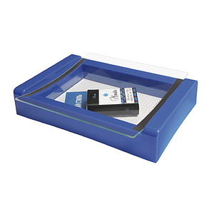 PLASTIC CASH TRAY WITH 2 MM GLASS SURFACE, 270X180X50 MM, FOR PRINT WITH 198X138 MM