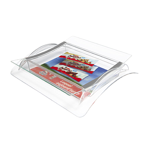 PLASTIC CASH TRAY WITH 2 MM GLASS SURFACE, 280X235X50 MM, FOR PRINT WITH 198X233 MM