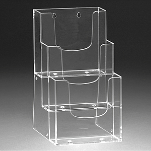 PLASTIC LEAFLET DISPENSER 3XA4P WITH HOLES, USABLE BASE DIMENSION 231 x 34 MM
