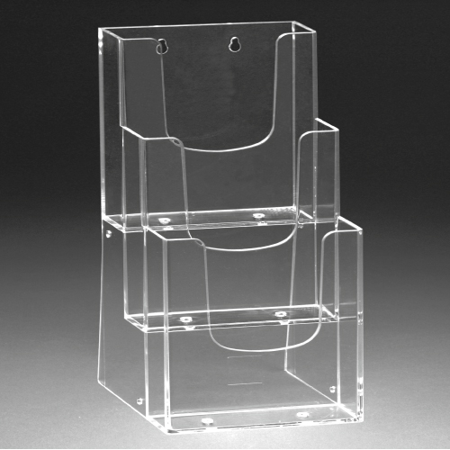 PLASTIC LEAFLET DISPENSER 3XA4P WITH HOLES, USABLE BASE DIMENSION 231 x 34 MM