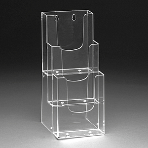 PLASTIC LEAFLET DISPENSER 3X1/3 A4P WITH HOLES FOR MOUNTING WALL, USABLE BASE DIMENSION 107X31 MM