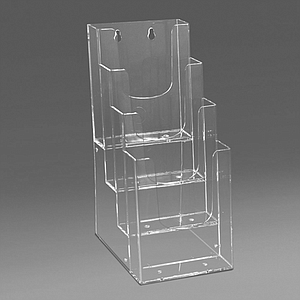 PLASTIC LEAFLET DISPENSER 4X1/3 A4P WITH HOLES FOR MOUNTING WALL, USABLE BASE DIMENSION 107 X 31 MM
