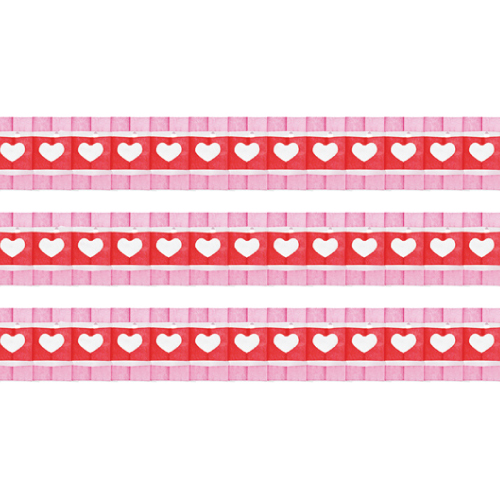 DECORATIVE GARLAND MADE OF PAPER WITH WHITE HEARTS, 3600 MM LENGTH