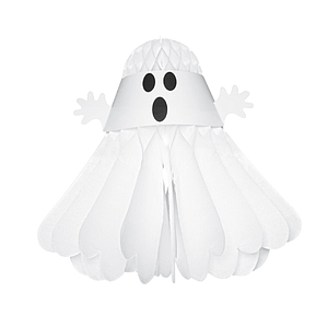 HALLOWEEN  GHOST ORNAMENT MADE OF WHITE PAPER, 360 MM HEIGHT