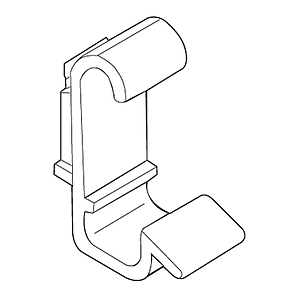 CLIP FASTENER FOR LINDE SHELVES, 90 DEGREES PRESENTATION