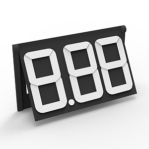 PP30 ARTICULATED MODULE BLACK, 36X62 MM, 3 WHITE DIGITS 30 MM H, WITH HOLDER AND POINT