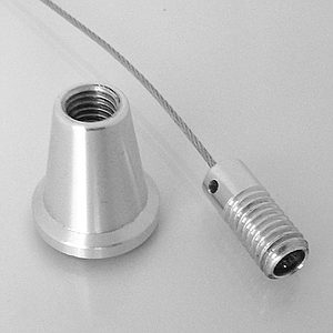 DRŽAČ ZA ČELIČNI KABL 2 MM, D20X20 MM, SA KRATKIM ZATEZAČEM