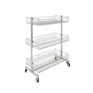 PROMOTIONAL CHROMED STAND, 1340X1000 MM (HXW) MADE OF THREE OVERLAPPED BASKETS