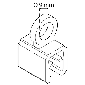 SUSPENSION RING PERPENDICULAR, D 9 MM, FOR FRAMES SERIES 1