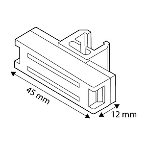 MAGNETIC FASTENER RECTANGULAR, 45X12 MM, FOR FRAMES SERIES 1, 2,8 KG MAGNETIC FORCE, PERPENDICULAR DISPLAY